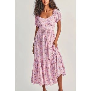 Angie maxi dress in silk PINK DUST STORM
